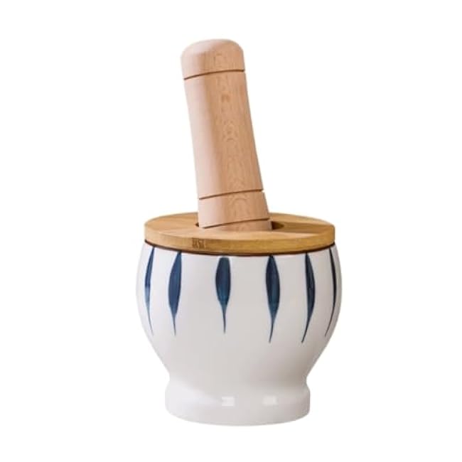 Mortar and Pestle Set Underglaze Color Craft Garlic Pounder Thick Manual Garlic Mortar Grinder Grinding Set Seasoning Spice Tools