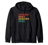 awesome since january 2000 men women vintage 2000 birthday felpa con cappuccio