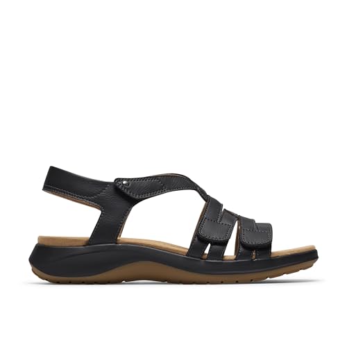 Clarks Clarks Collection Women's Maelynn Paige Wedge Sandal, Black Leather, 8 Medium US