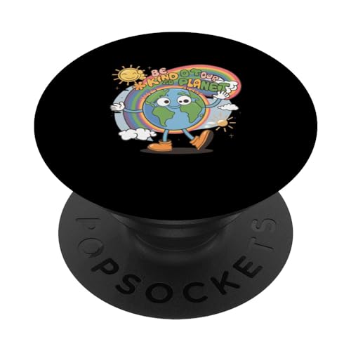 Earth Day Be Kind To Our Planet Retro Cute Earth Day Groovy PopSockets PopGrip Intercambiabile