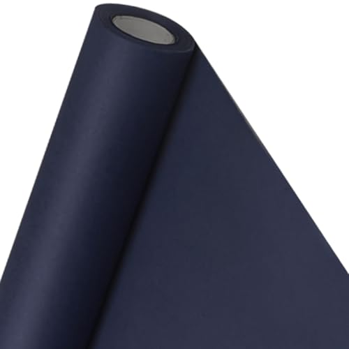 Image of SMART&CASUAL 36 inch x 2,520 inch (210') Navy Blue Kraft Craft Paper Roll for Gift Wrapping Bulletin Board Bouquet Flower Art Packing Parcel Table Covering 80GSM 55LB (Navy Blue, 36 inch x 210')