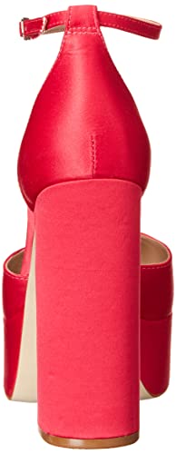 Steve Madden Agata Pink Satin Ankle Strap Block Heel Rounded Toe Fashion Pumps (Pink Satin, 5.5) #TOP2