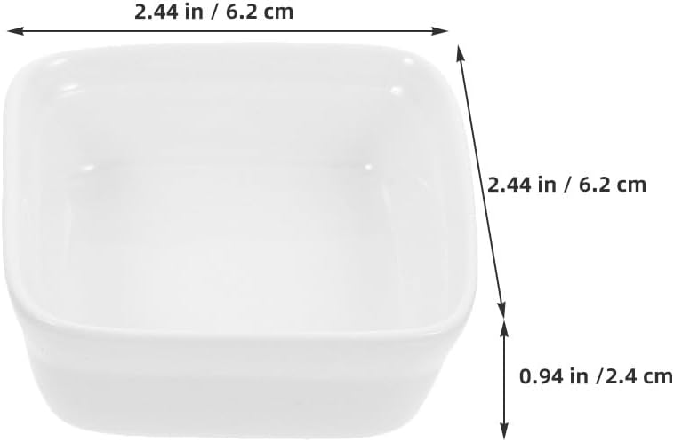 Ipetboom 8pcs White Ceramic Sauce Plates: Small Square Bowls - Appetizers & Condiments Dish For Dipping Seasoning Ketchup Serving Side Dishes