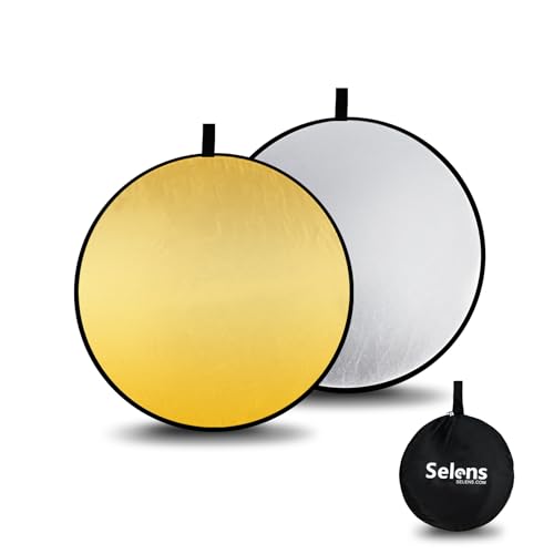 Selens 撮影用 レフ板 直径45cm 折りたたみ 2-in-1 小型 写真用 丸レフ板 反射板 金/銀 補光 キャリーケース付き 撮影道具 スタジオ撮影/商品撮影/人物撮影に適用