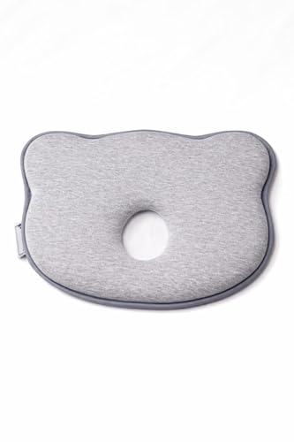 Little Finds Pram Pillow Bear Design Memory Foam Breathable 22x25x3cm Ergonomic Support (Grey)
