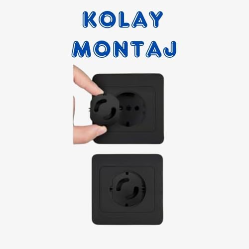 Abuy Bebek Güvenlik Priz Koruyucusu, Elektrik Prizleri Koruması,Priz Çocuk Güvenliği,Beyaz, Siyah - Görsel 3