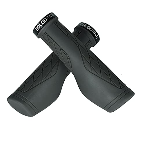 Solodrive Ergonomic Design Bike Grips, Comfortable Bicycle Handlebar Grips, Single Lock-On Mountain Bike Grips, Non-Slip Handle Grips, Fit Mtb, E-Bike, Hybrid, Scooter (Grey) #TOP6