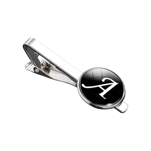 New 2026 Fashion Black 26 Alphabet Letters Glass Cabochon Tie Clips Personality Name Initial Jewelry Men Necktie Pin Suit Accessories GIF Creative Gift Jewelry Fashion Accessories Creative Gift