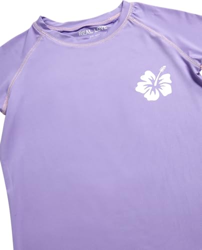 Real Love Toddler Girls Rash Guard - Quick Dry Sun Protection Swim Shirt Girls Short Sleeve Rash Guard Kids Swim Top (2T-16)3