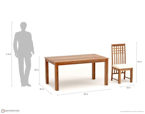 Image of DecorNation Maebry Solid Wooden 6 Seater Dining Table Set with Chairs | Rectangular Dining Table | Premium Craftsmanship | Modern Dining Furniture for Home