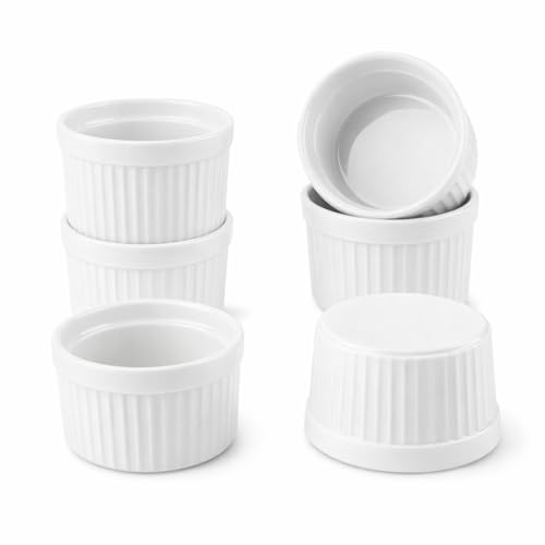 Leonardo Luxury Home Design Set 6 Pirottini in Porcellana da Forno per Muffin,Crème Brulée,Soufflé Antipasti Monoporzioni Resistenti Riutilizzabili Lavastoviglie Idea Regalo