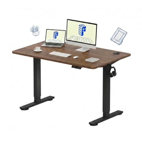 Image of SE1 / Flexi Spot EN1 Electric Standing Desk | Anti-Collision Detection | 5Y Warranty | Ergo Height Adjustable Sit Stand Table for Home Office with 80kg Load, 2 Hooks (Black-Walnut, 120x75CM)