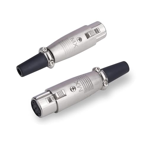 Image of MX 3 Pin XLR Microphone pin Pure Copper Nickel Plated Pins1 for High Conductivity microphone (6-pin female XLR connector, Pack of 2, Female Connector)