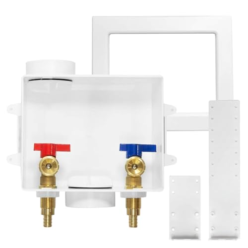 Seelink Washing Machine Outlet Box Center Drain/Side Drain 1/2 Inch Pex Crimp Inlet x 3/4 Inch MHT Outlet Connection Laundry Washer Valve Outlet Box