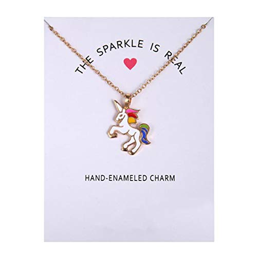 VWH Women Girls Unicorn Pendant Necklace Alloy Clavicle Chain Necklace with Card