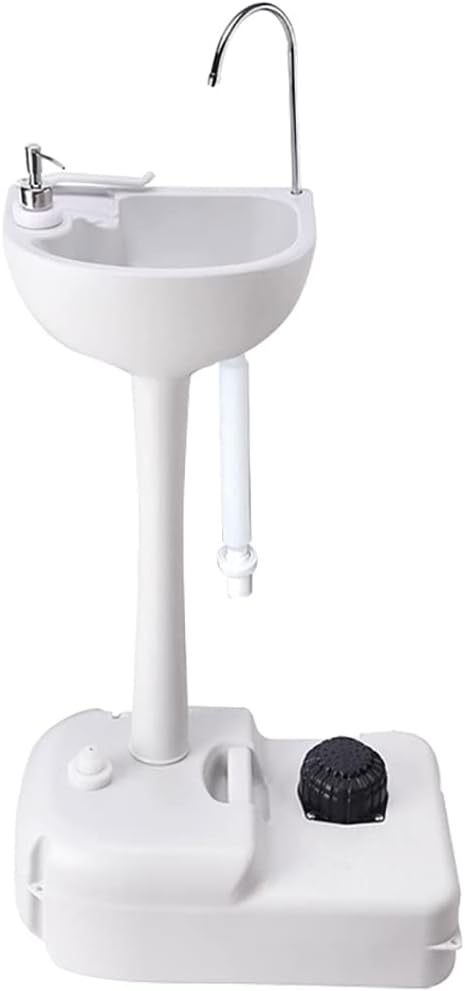 Gluckluz Portable Sink Outdoor Camping Hand Wash Basin Stand with 17L Water Tank Foot Pump Soap Dispenser Faucet Towel Holder for Garden Travel Garage