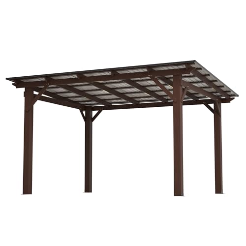 13x10ft Outdoor Wooden Gazebo with Metal Roof, Private Backyard Retreat