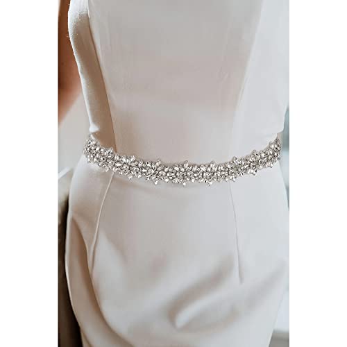 Rhinestone Bridal Belt Silver Crystal Wedding Dress Belt Bridesmaid Sash Belt for Women Formal Evening Dresses3
