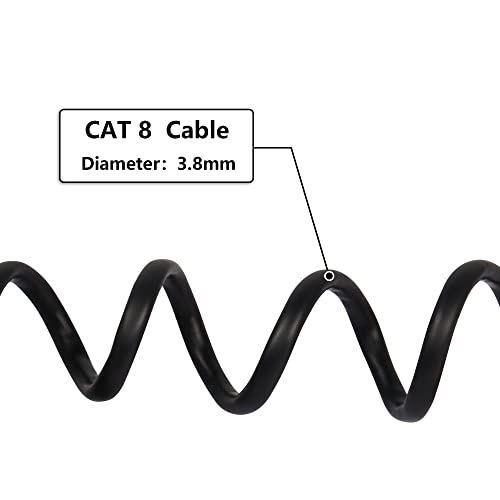 SinLoon RJ45 Cat8 Ethernet Cable,90 Degree UP Male to Male High Speed Cat8 Network Cable,40Gbps 2000Mhz SFTP Patch Cord For Router Modem Server Etc-2m/6.5FT (Right) - Image 4