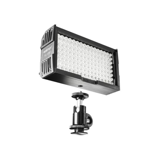 Walimex pro 128 Daylight LED Videoleuchte 8,5 W, On-Camera Studioleuchte mit Tageslicht LEDs, hochwertiges Streaming Licht mit Akku, dimmbare Beleuchtung...