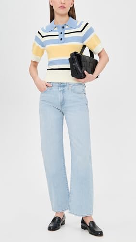 Image of PISTOLA - Lexi Mid Rise, Signature Bowed Straight Jeans - Light Denim Jeans