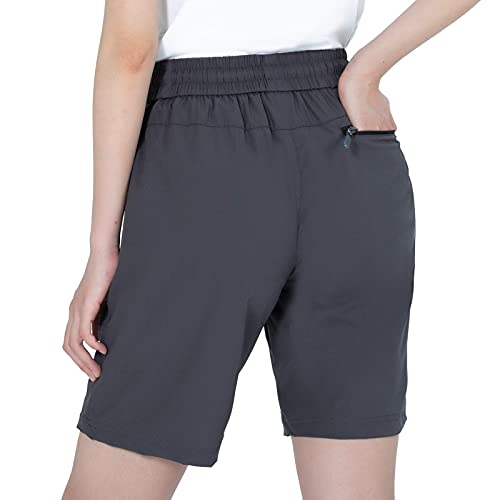 Wespornow Wanderhose-Damen-Kurze Hose Sommerhose Damen Bermuda-Shorts Outdoor Trekkinghose Kurz Leichte Stretch Golf Cargo MTB Hose mit Reißverschlusstaschen (Grau, L)