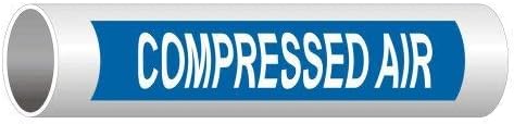 ComplianceSigns.com Compressed Air (White Legend On Blue Background) ASME A13.1 Pipe Label Decal, 8x2 inch 5-Pack Vinyl for Pipe Markers
