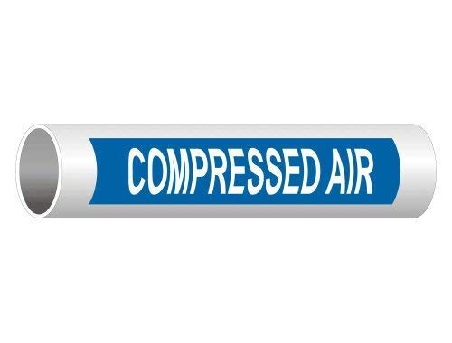 Compliancesigns.com Compressed Air (White Legend On Blue Background) Asme A13.1 Pipe Label Decal, 8X2 Inch 5-Pack Vinyl For Pipe Markers #TOP3