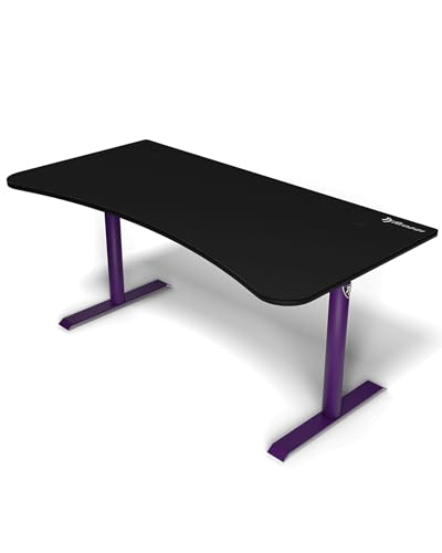 Image of Arozzi Arena Ultrawide Curved Gaming and Office Desk with Full Surface Water Resistant Desk Mat with 3 Custom Monitor Mount Cut Outs and Under The Desk Cable Management Netting - Deep Purple