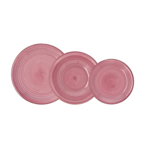 Quid Vita Peoni Vaisselle Céramique 18 Pièces - 6 Personnes Rose