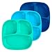 Re-Play Made in USA 3pk - 7.37" Divided Plates with Deep Sides for Baby, Toddler, Child Mealtime - Sky Blue, Aqua & Navy Blue | Eco Friendly Heavyweight Recycled HDPE are Virtually Indestructible!