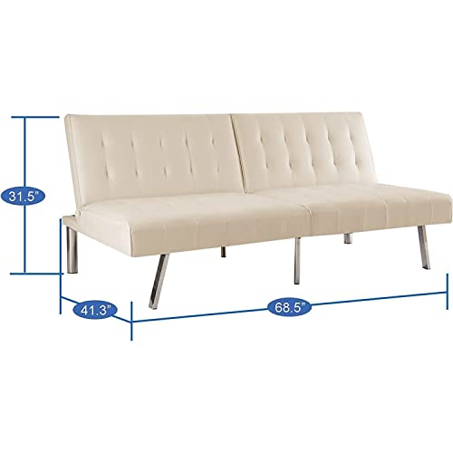 Naomi Home Split Back Linen Small Futon Sofa Cream #TOP1