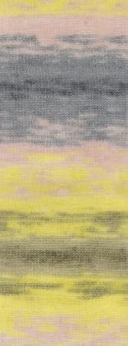 Lana Grossa Silkhair Print 374 - Grau/Anthrazit/Lachs/Gelb/Khaki/Oliv