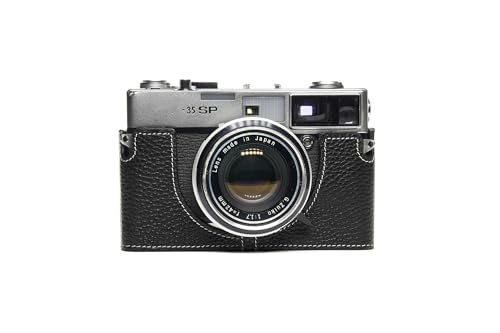 Housse Olympus 35SP contre les rayures étui demi-coque cuir véritable noir main