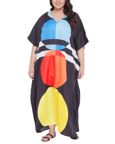 Image of Oussum Women Polyester Casual Long Plus Size Beach Caftan Cover Up Maxi Dress 1X-3X Summer Kaftan Dresses for Women