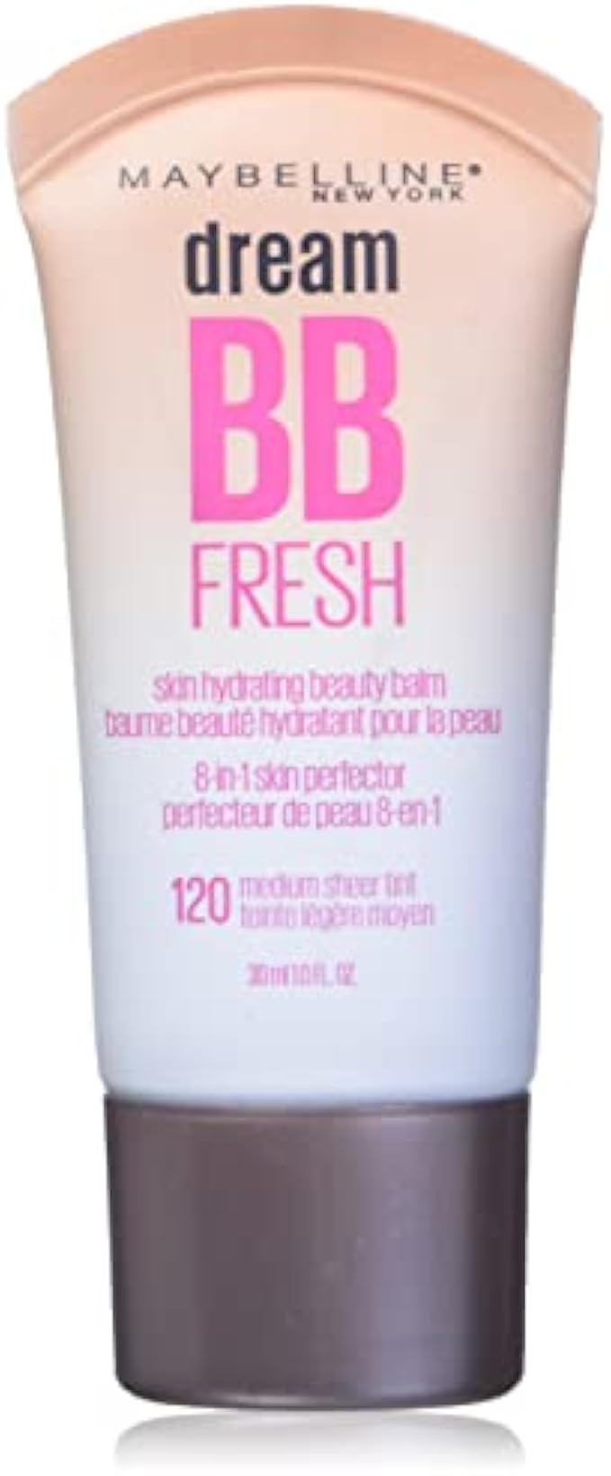 Maybelline Dream Fresh Skin Hydrating BB cream, 8-in-1 Skin Perfecting Beauty Balm with Broad Spectrum SPF 30, Sheer Tint Coverage, Oil-Free, Medium, 1 Fl Oz