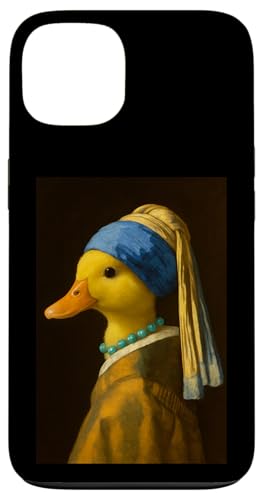 イエローダックガール パールイヤリング 絵画 アート 男の子 女の子 キッズ スマホケース iPhone 13 用
