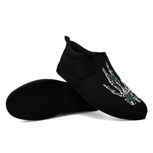 Gothic Low-Top Canvas Shoes for MenWomen Skull Floral Slip-On Sneakers Lightweight Comfort Streetwear Footwear4