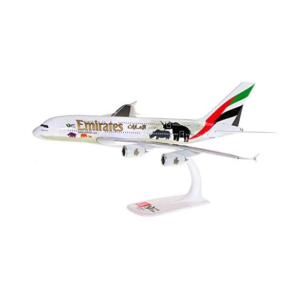 herpa 612180 – Airbus A380, Emirates „United for Wildlife“, Wings, Modell Flugzeug mit Standfuß, Flieger, Modellbau…