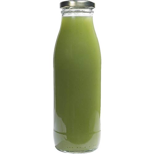 Foto von Viva Haushaltswaren - 12 x Weithals-Glasflasche 500 ml mit goldfarbenem Schraubverschluss, als Milchflasche, Saftflasche & Smoothieflasche verwendbar (inkl. Trichter Ø 12 cm)