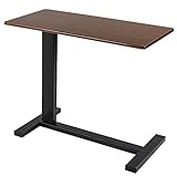 apollotech 昇降式サイドテーブル 机 高さ調節 サイドデスク 介護ベッドサイドテーブル キャスター付き (ブラウン)