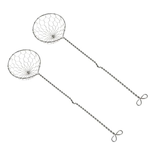 FONDOTIN 2Pieza Colador De Cocina Acero Inoxidable Cucharón Para Aceite y Fideos Utensilio De Drenaje Práctico y Duradero Color Plateado