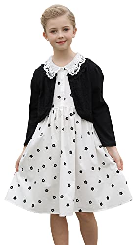 Smiling Pinker Little Girls' Long Sleeve Lace Bolero Cardigan Shrug (Black, 6-7 Years) #TOP25
