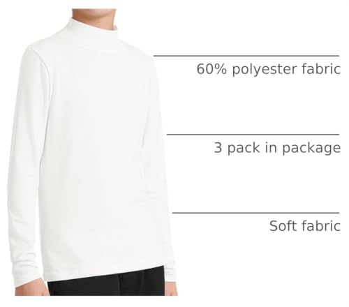 Image of Auranso 3 Pack Boys Turtleneck Long Sleeve Shirts Girls Kids Warm Tops