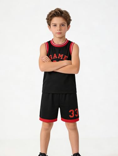 Image of Boys' Active Shorts Set 6 Pieces Athletic Jersey Tank Top and Basketball Shorts Set 4-12Y