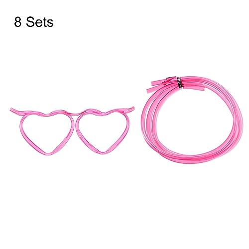 Set de 8 pitillos de plástico divertidos color rojo rosa miniatura 3