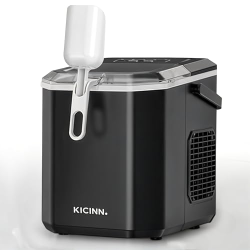 Kicinn Máquina de Hielo - Máquina de Cubitos de Hielo - Cuchara para helado - 12 kg/24 h - Función autolimpiable - Negro