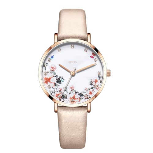 Montre analogique femme RORIOS avec motif fleur, le cadeau idéal unique