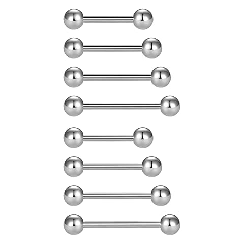 FECTAS 8pcs Barbell Piercing de Acero Inoxidable 14g Cover