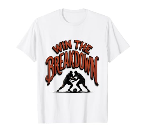 Win The Breakdown Funny Rugby Player Coach Fan Vintage Humor T-Shirt, Men, White, Large